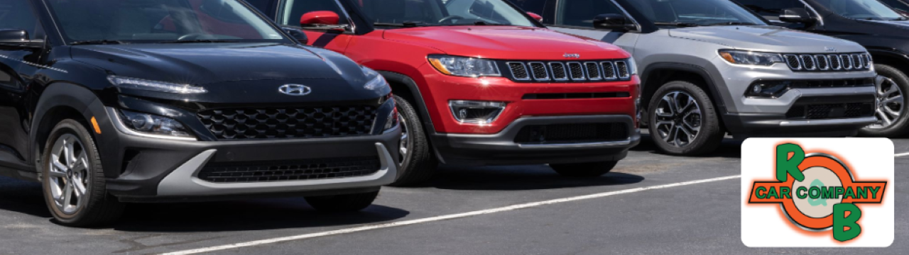 A vibrant scene of the R&B Car Company South Bend used car lot, filled with a diverse selection of clean, high-quality used vehicles in various makes and models.